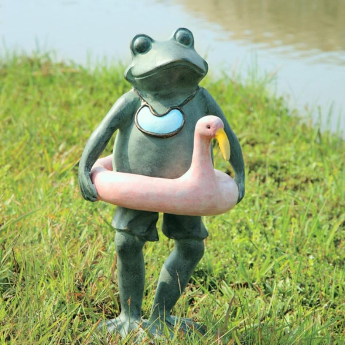 Beach Frog w/Flamingo Friend-Iron Accents