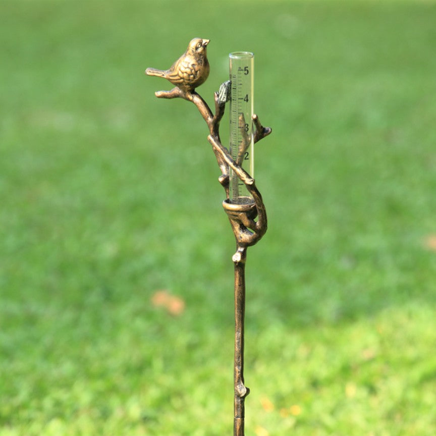 Bird and Nest Rain Gauge-Iron Accents