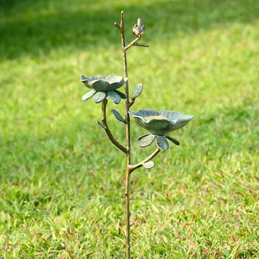 Bird & Flower Birdbath-Garden | Iron Accents