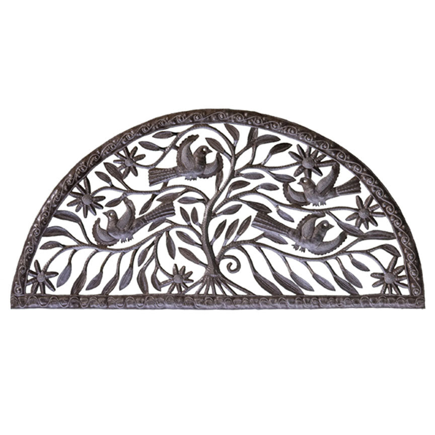 Bird in Tree Arch Wall Plaque-Iron Accents