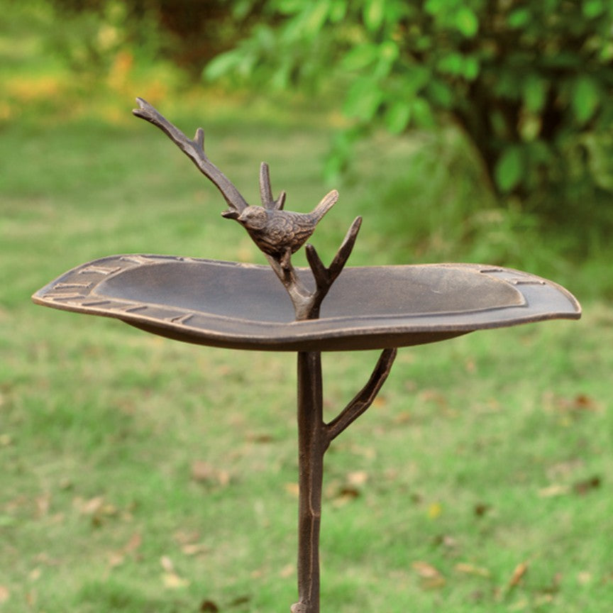 Bird on Branch Birdbath / Sundial-Iron Accents