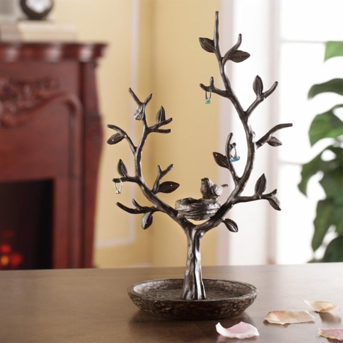 Bird & Twig Jewelry Tree-Decor | Iron Accents