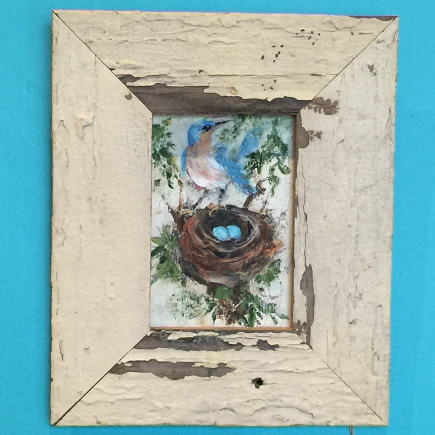 Blue Bird - Original Acrylic-Iron Accents