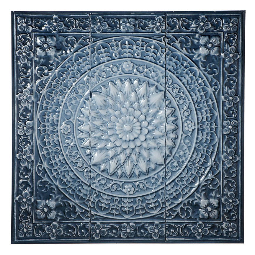 Blue Ombre Medallion Wall Decor-Iron Accents