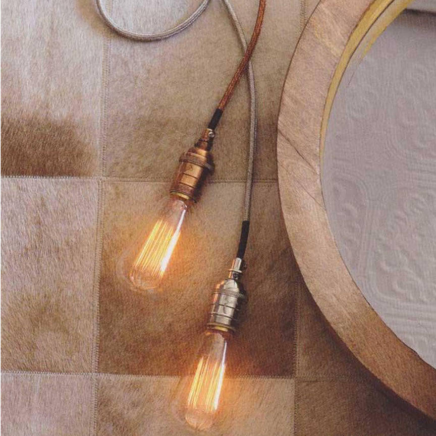 Braided Cord Pendant Lamp-Iron Accents