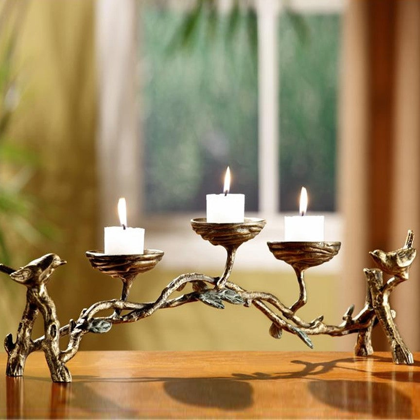 Branch & Bird Candelabra-Iron Accents