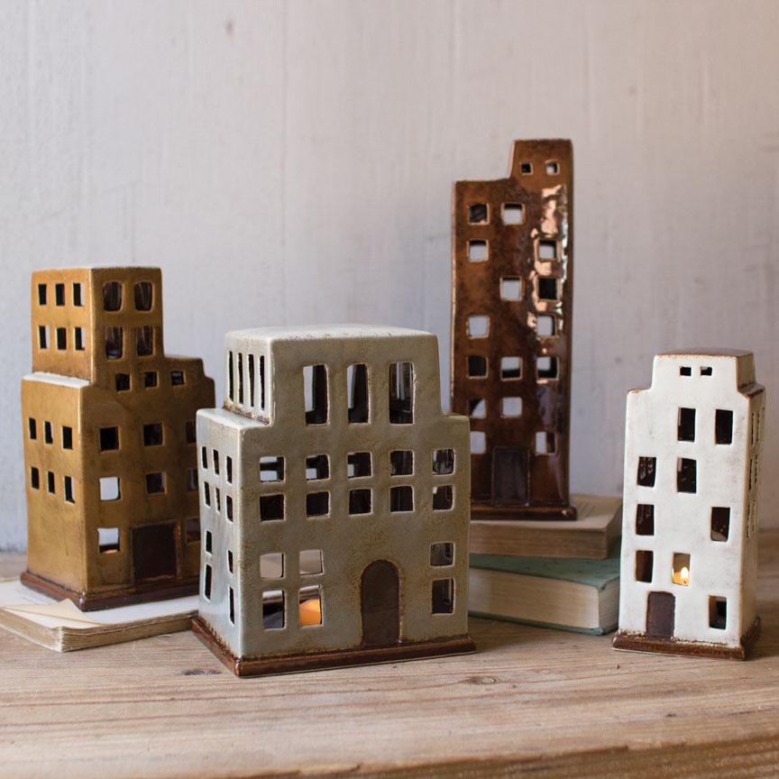 Building Candle Holders (Set-4)-Discontinued | Iron Accents