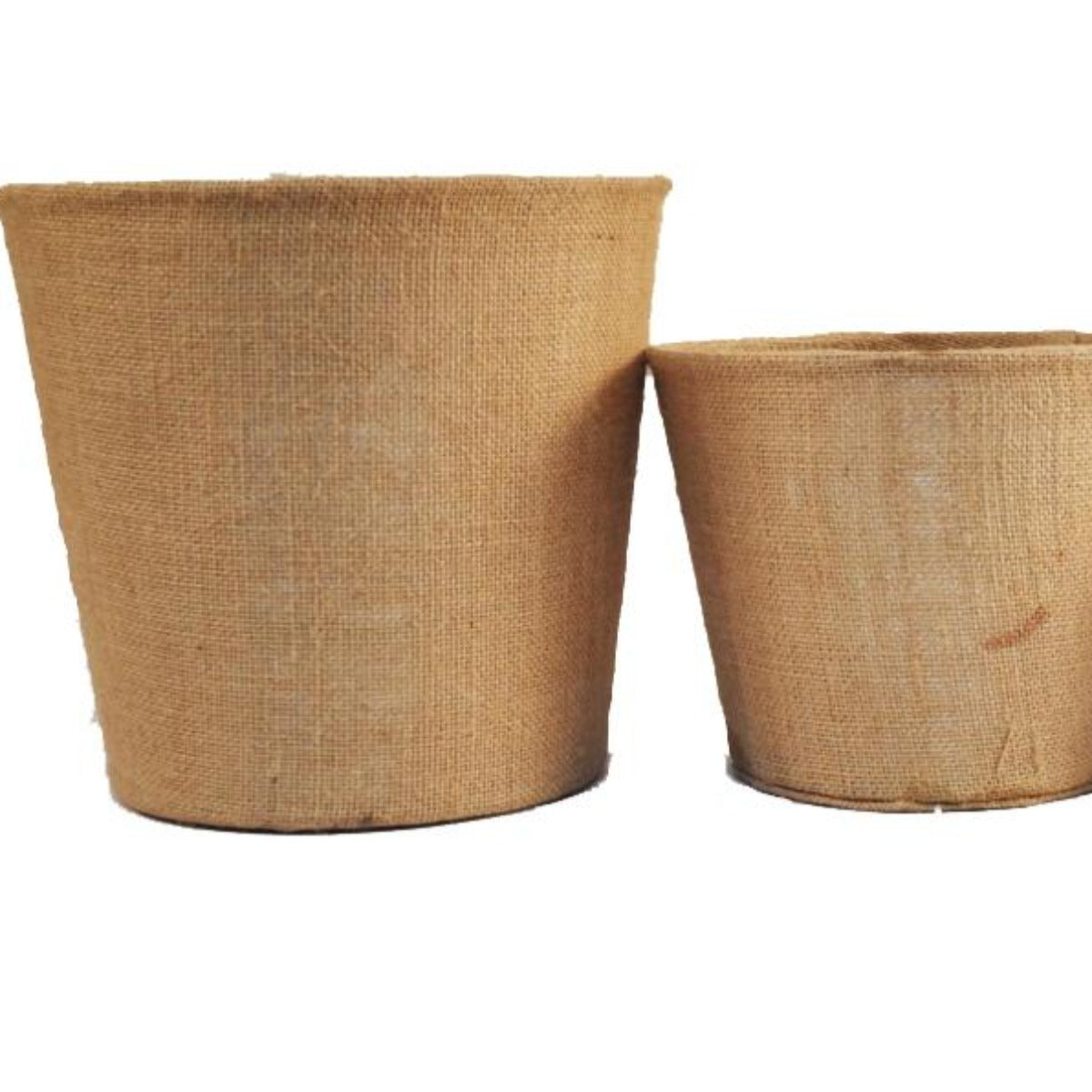 Burlap Covered Tin Baskets-Iron Accents