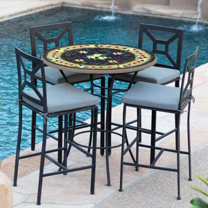 Tuscan Lemons Mosaic High Dining Table-Iron Accents
