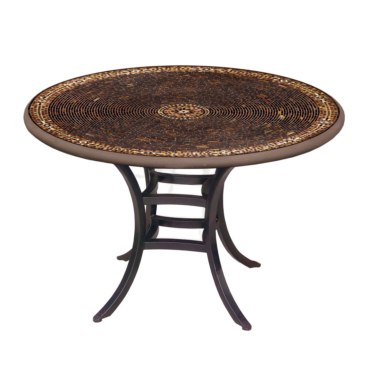 Mahogany Atlas Mosaic Patio Table-Iron Accents