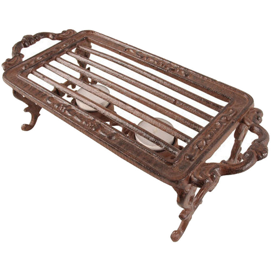 Cast Iron Dish Warmer w/2 Holders-Iron Accents