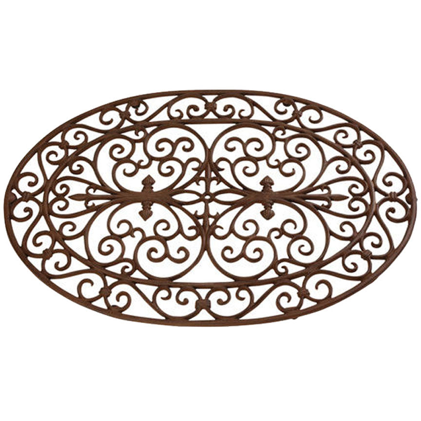 Wrought Iron Oval Door Mat-Iron Accents