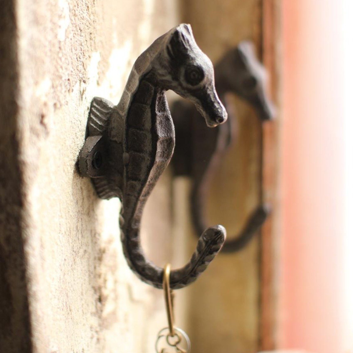 Cast iron seahorse decorative wall hook