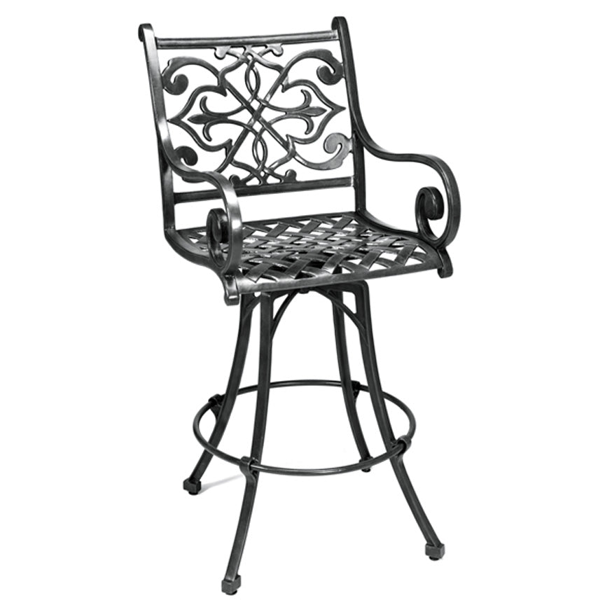 Catalina Swivel Bar Stool (Set-2)-Iron Accents