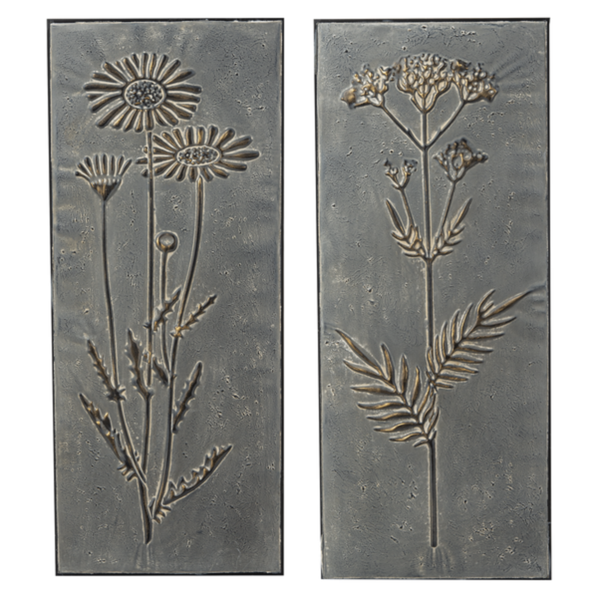 Grey Wash Flower Plaques
