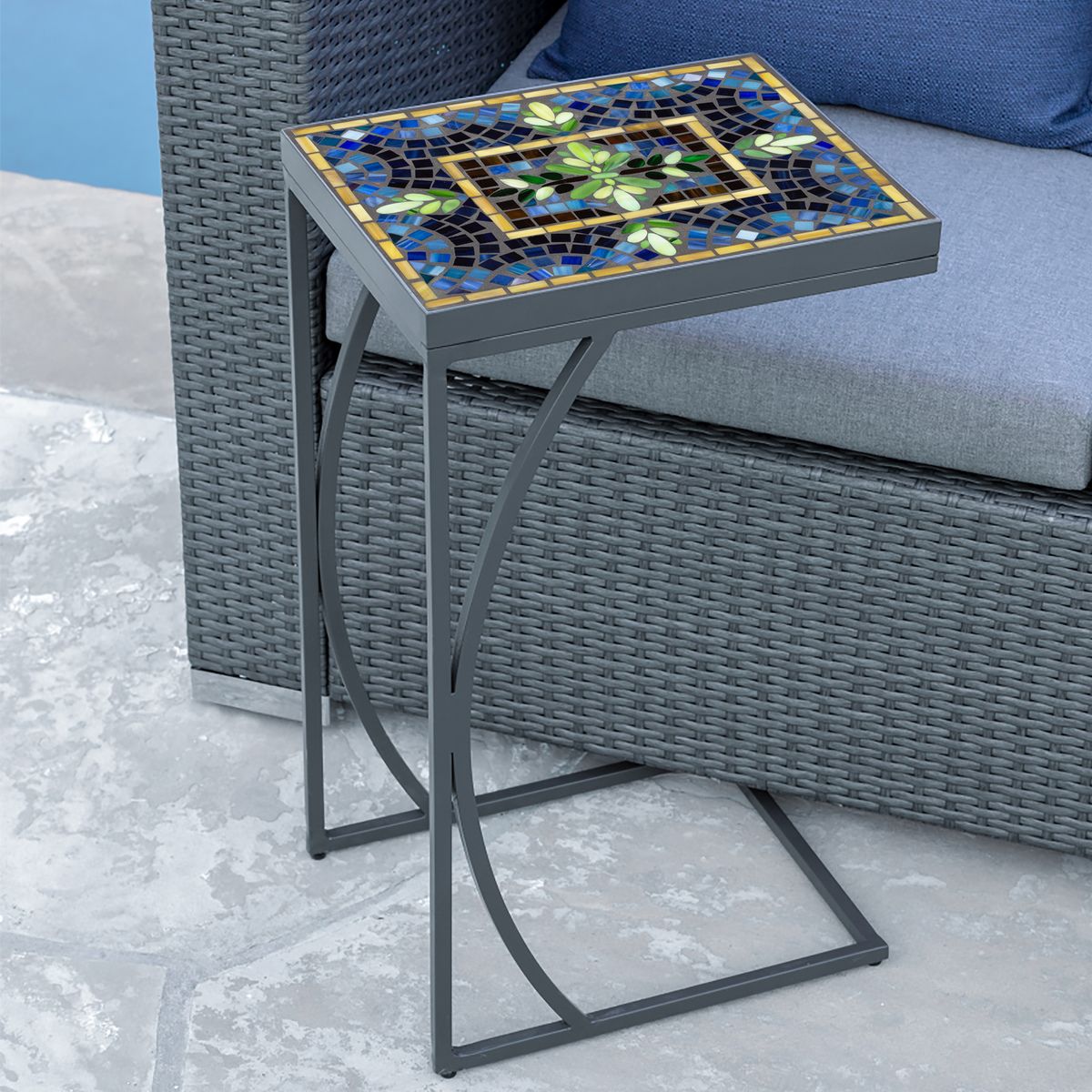 Lake Como Mosaic C-Table-Iron Accents