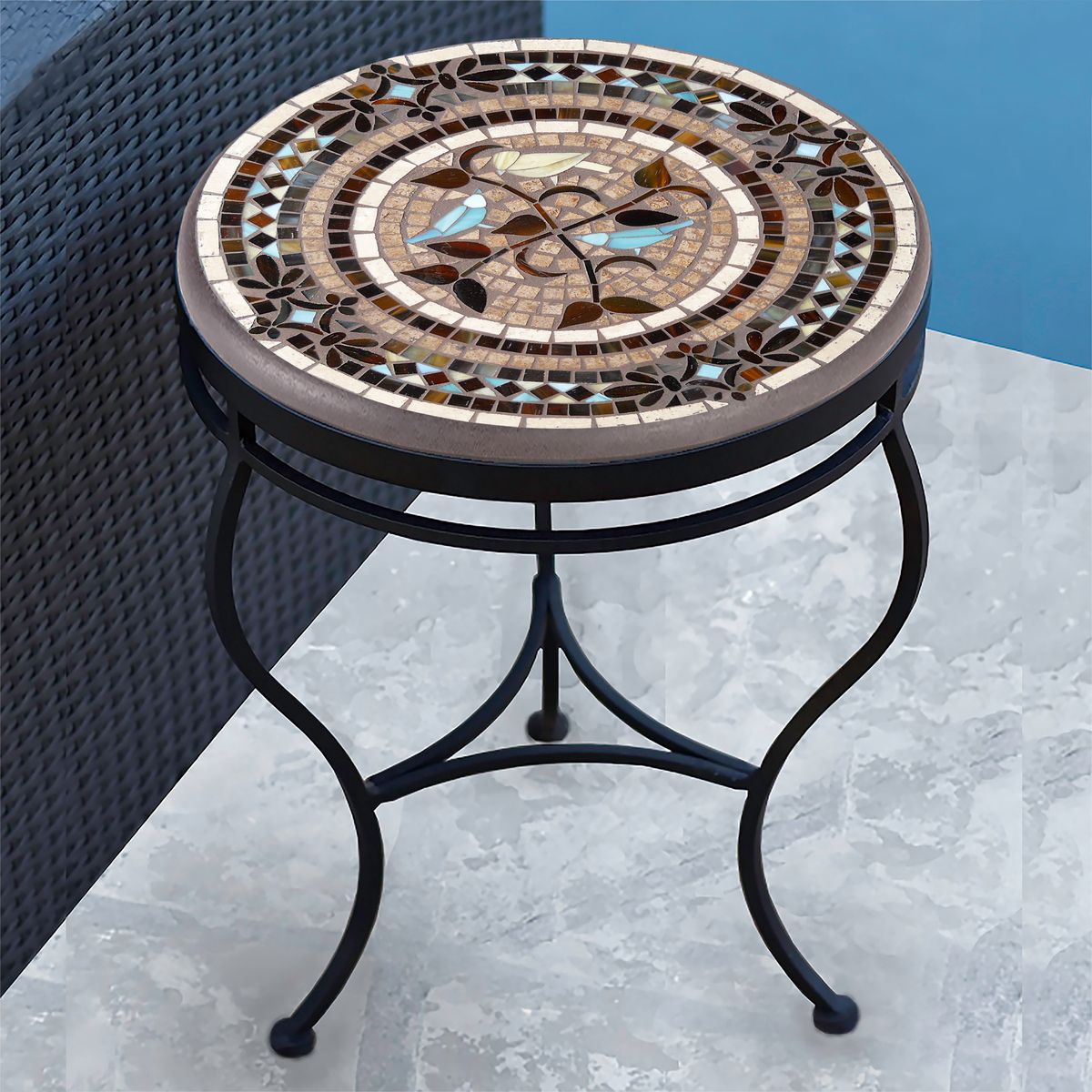 Provence Mosaic Side Table-Iron Accents