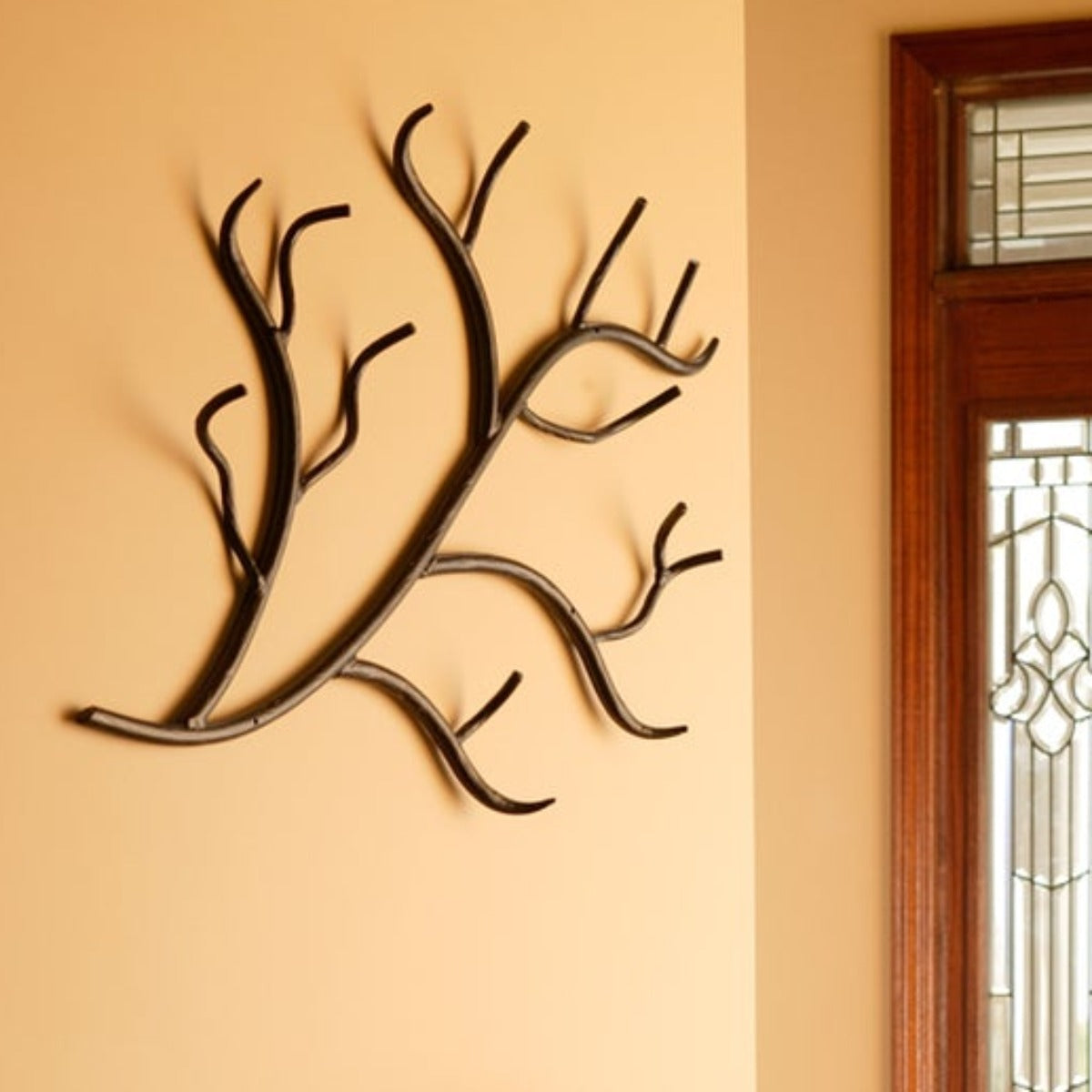 Forged Wrought Iron Wall Coat Rack - Woodland - Iron Accents