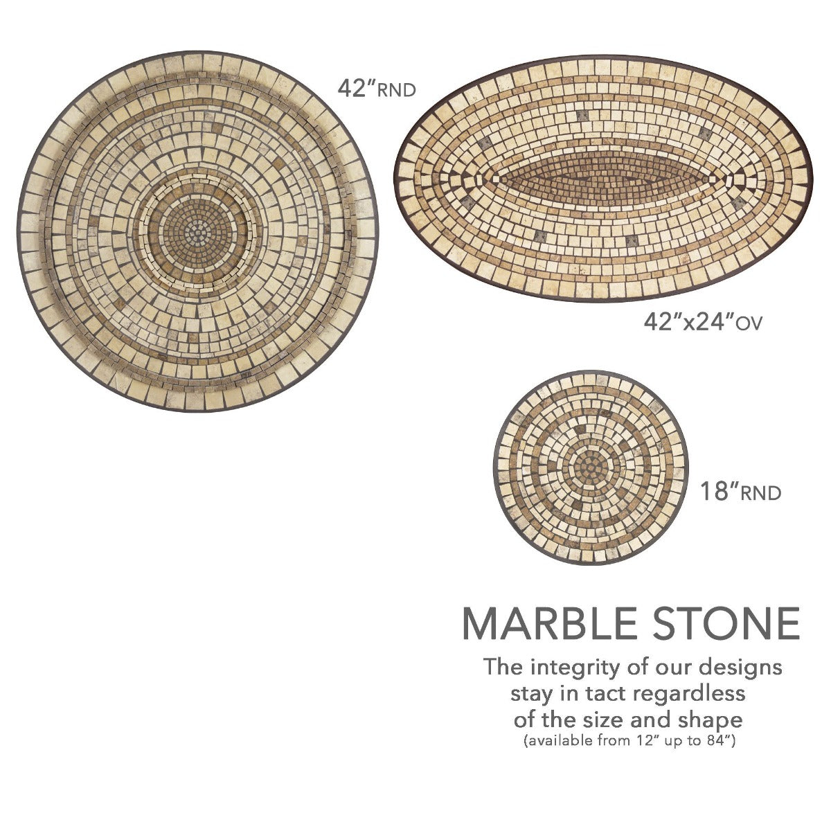 Marble Stone Mosaic Table Tops-Iron Accents