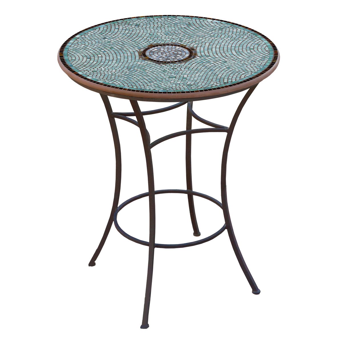 Jade Glass Mosaic High Dining Table-Iron Accents