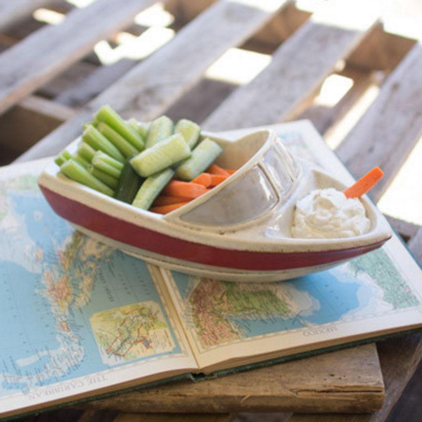 Ceramic Boat Bowl-Discontinued | Iron Accents