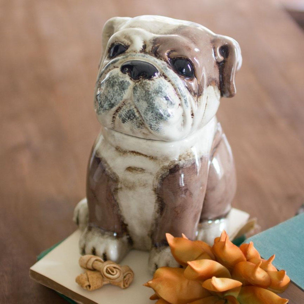 Ceramic Bull Dog Canister - Iron Accents