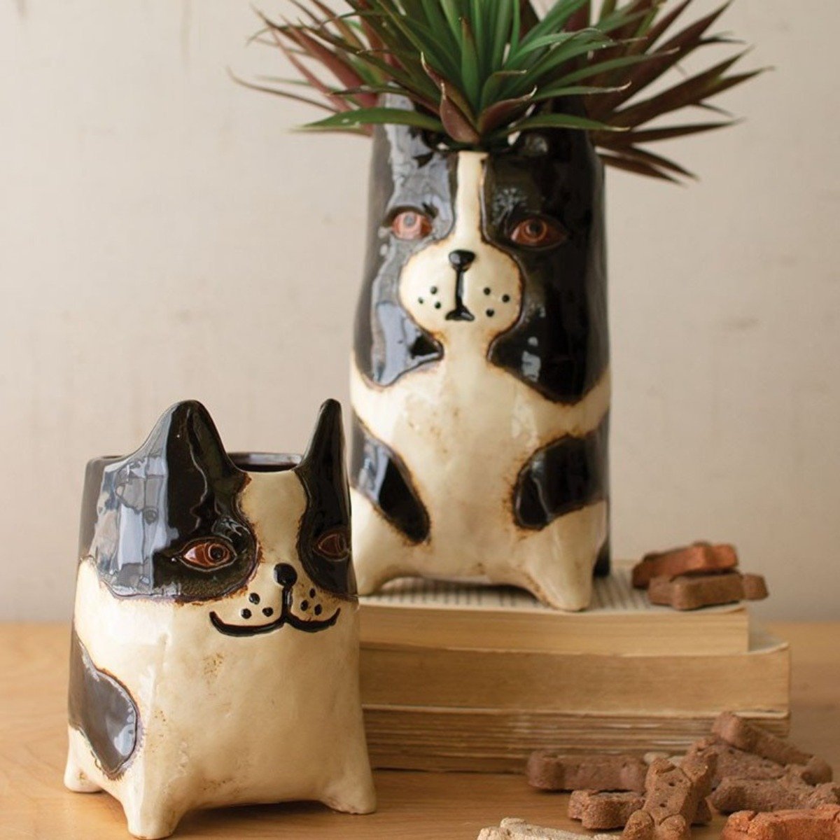 Ceramic Dog Planters-Garden | Iron Accents
