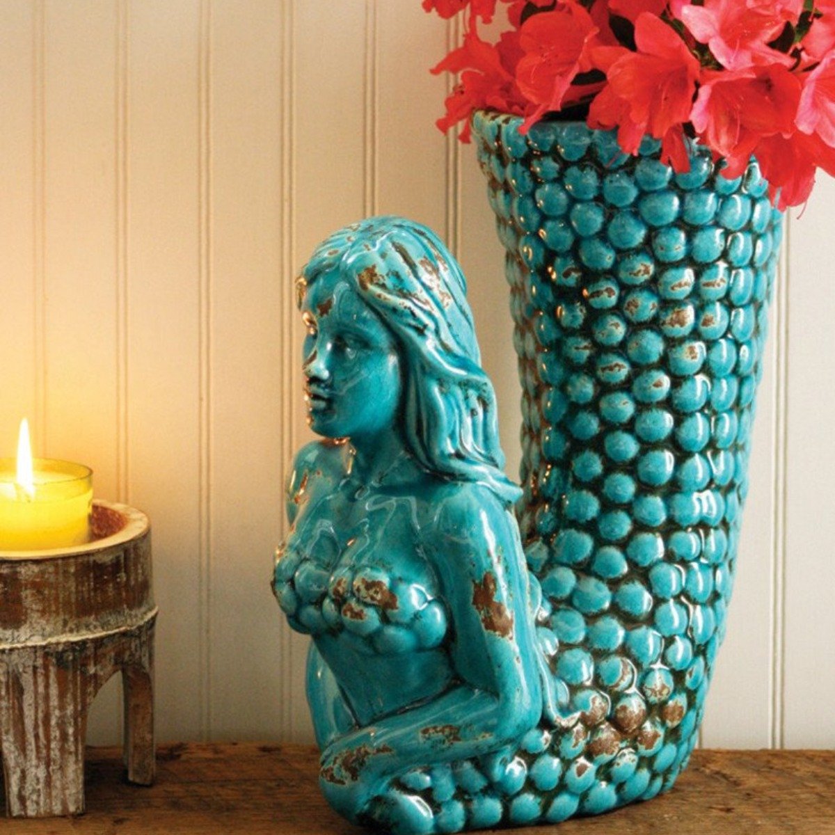 Ceramic Mermaid Vase-Decor | Iron Accents