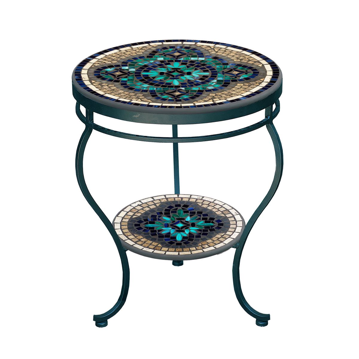 Sardinia Mosaic Side Table - Tiered-Iron Accents