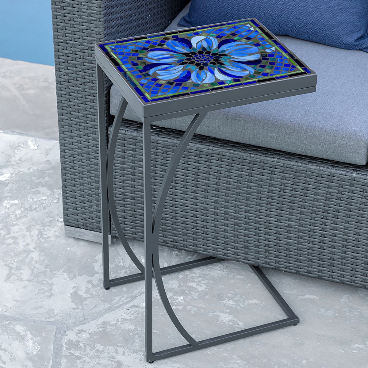 Bella Bloom Mosaic C-Table-Iron Accents
