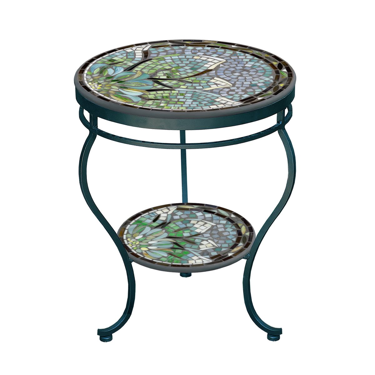 Lovina Mosaic Side Table - Tiered-Iron Accents