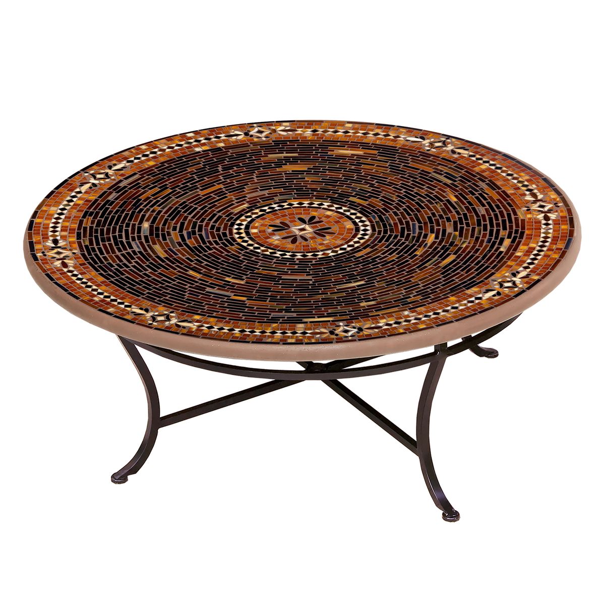 Mahogany Atlas Mosaic Coffee Table-Iron Accents