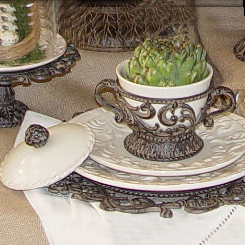 Covered Soup Bowl-Iron Accents