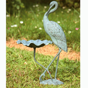 Crane Birdbath-Garden | Iron Accents