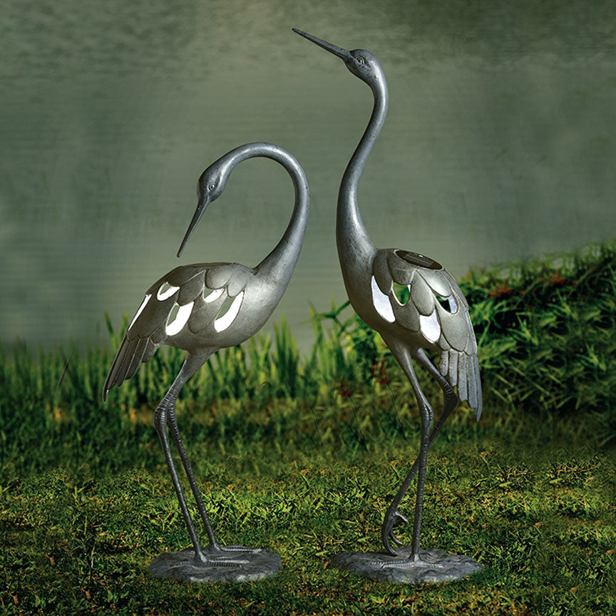 Crane LED Garden Sculpture-Iron Accents