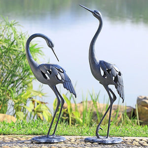 Crane LED Garden Sculpture-Iron Accents