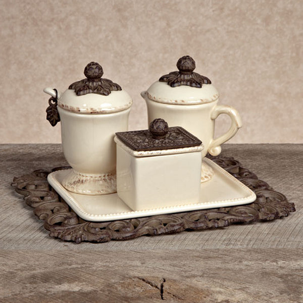 Creamer/Sugar Set (3-piece) Iron Accents