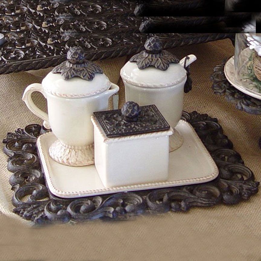 Creamer/Sugar Set (3-piece)-Iron Accents