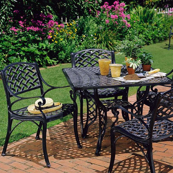 Crossweave Arm Chair (Set-2)-Iron Accents