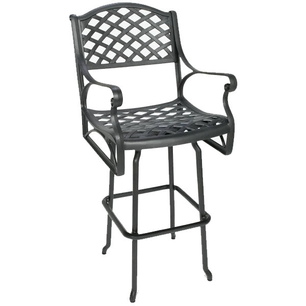 Crossweave Swivel Bar Stool (Set-2)-Iron Accents