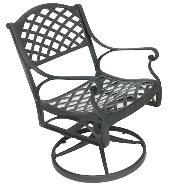 Crossweave Swivel Chair (Set-2)-Iron Accents