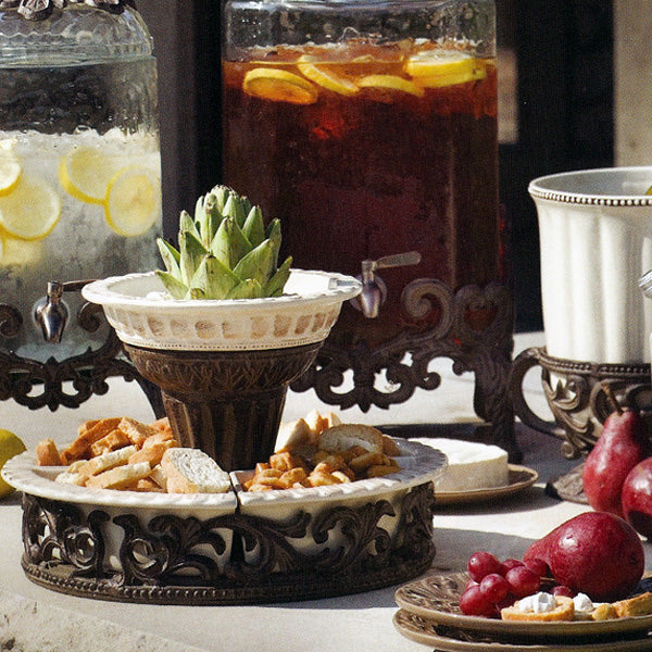 Crudites Set w/ Pedestal-Iron Accents