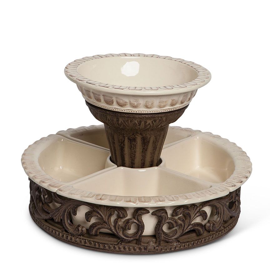 Crudites Set w/ Pedestal-Iron Accents