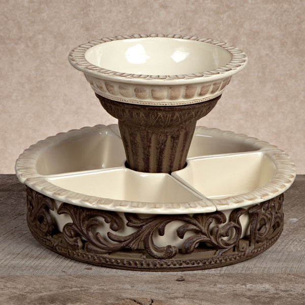 Crudites Set w/ Pedestal-Iron Accents