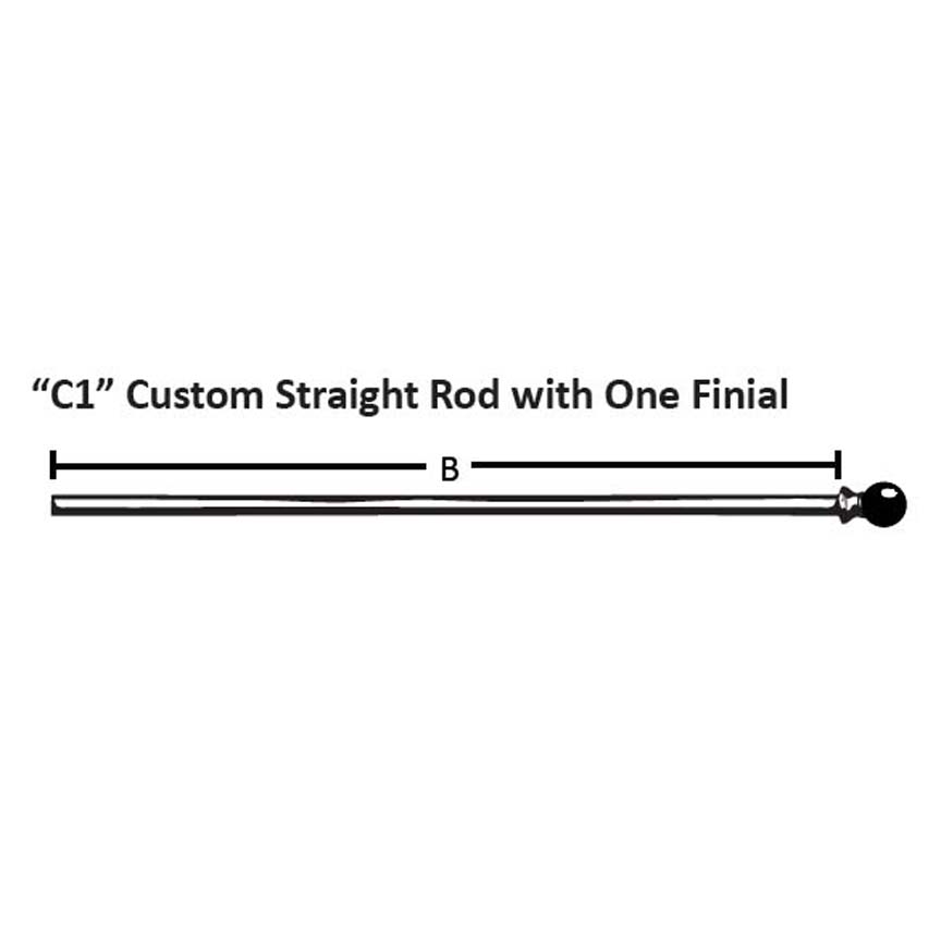 Custom Drapery Rod w/ One Finial-Iron Accents