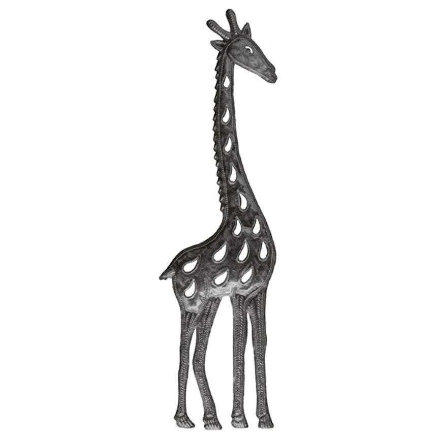 Cut Metal Giraffe Plaque-Iron Accents