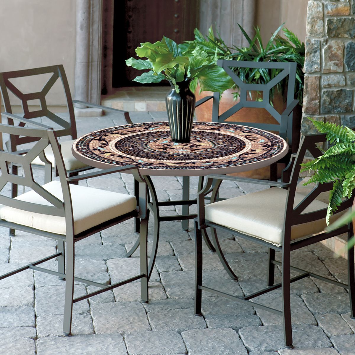 Provence Mosaic Patio Table-Iron Accents
