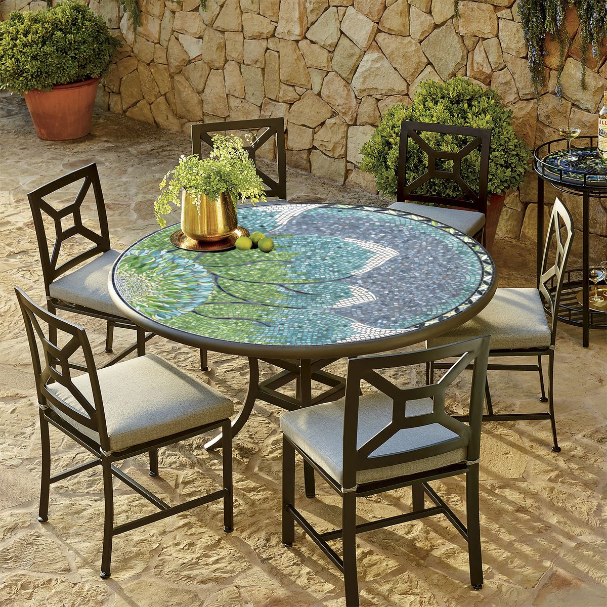 Lovina Mosaic Patio Table-Iron Accents
