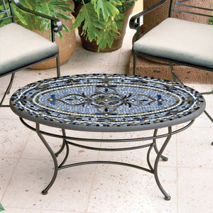 Roma Mosaic Coffee Table - Oval-Iron Accents