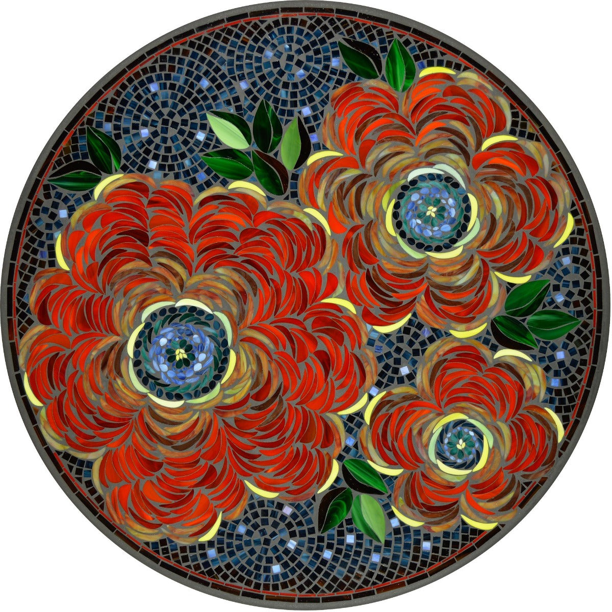 Zinnia Mosaic Table Tops-Iron Accents
